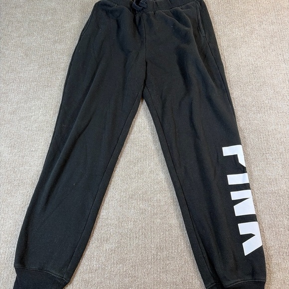 PINK Victoria's Secret Pants - PINK Victoria's Secret Black Joggers with White Lettering 1294
